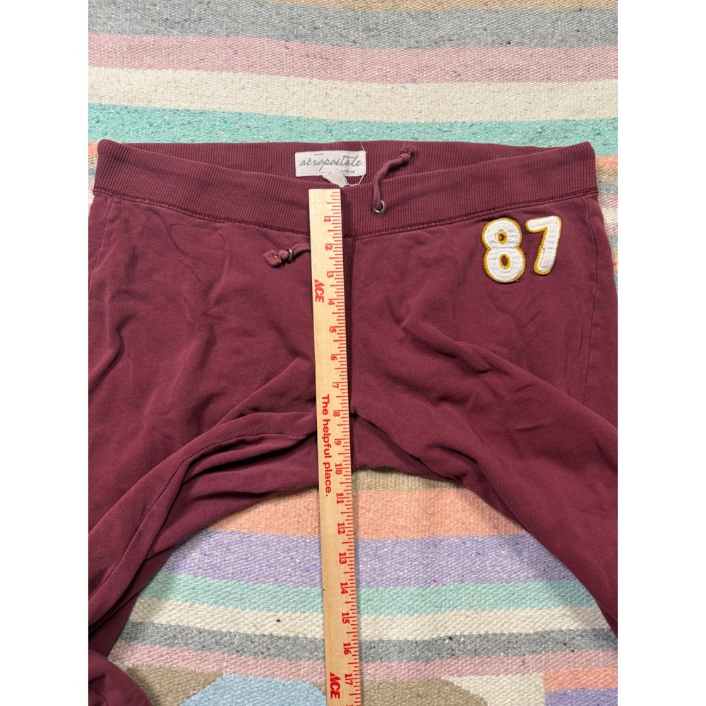 Vintage Y2K Aeropostale 87 Capri Sweatpants Burgundy Cropped Lounge Joggers - Picture 6 of 6